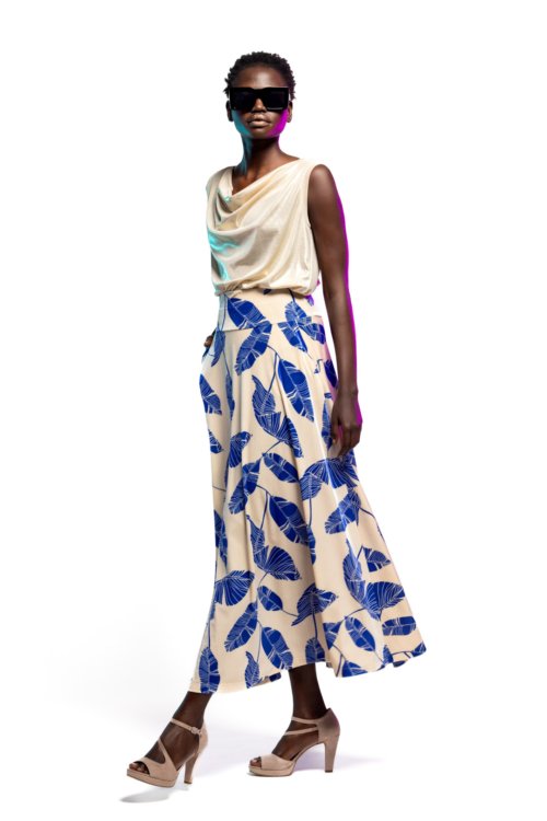 JETZT % - blue leaves skirt