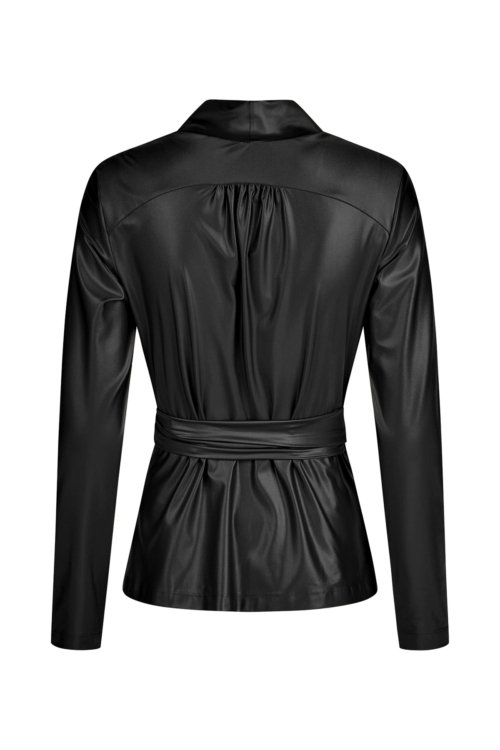 wickelbluse black shiny – Bild 3