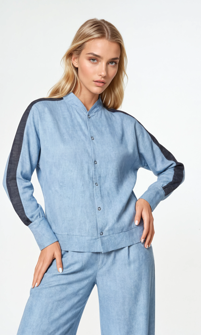 Coole Blouson Bluse - denim look