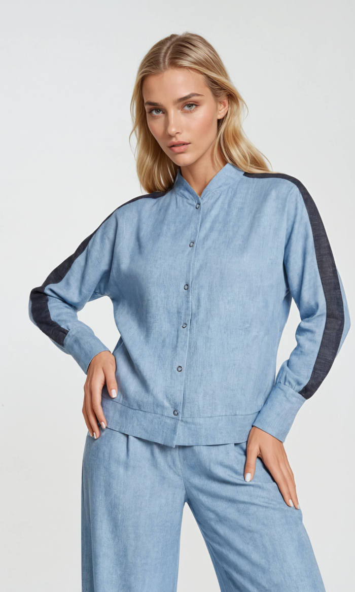 Coole Blouson Bluse - denim look