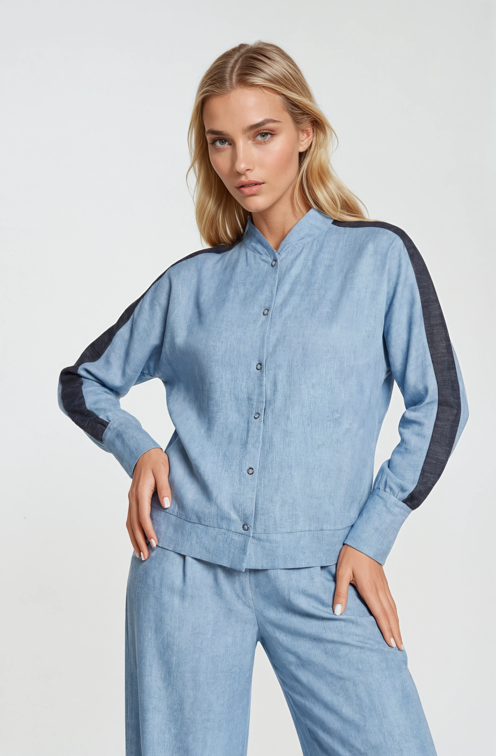 Coole Blouson Bluse - denim look