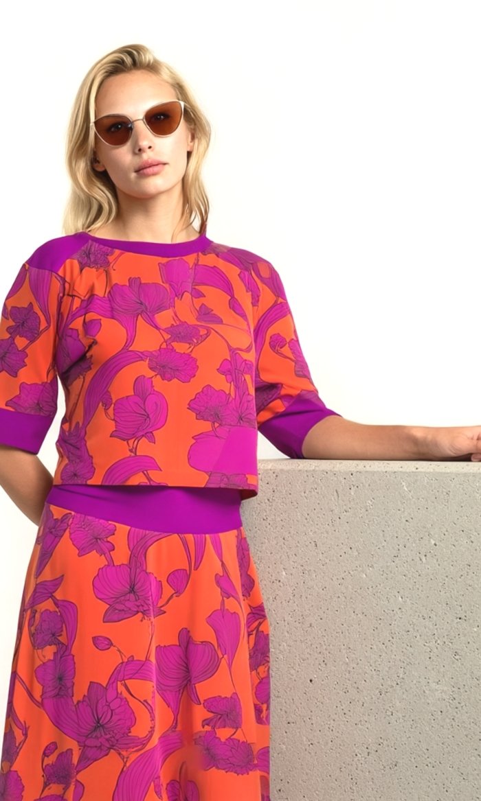 red and pink flower top