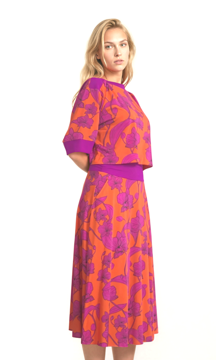 red and pink flower top