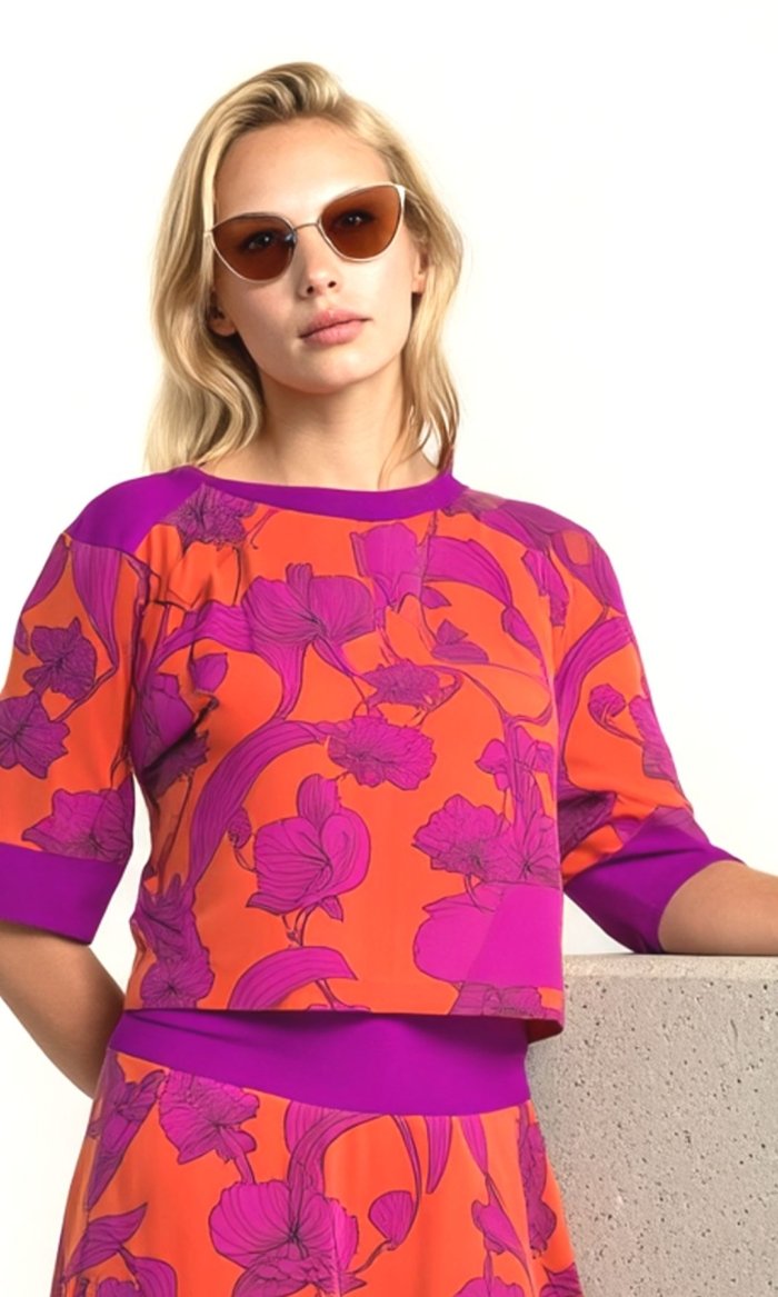 red and pink flower top