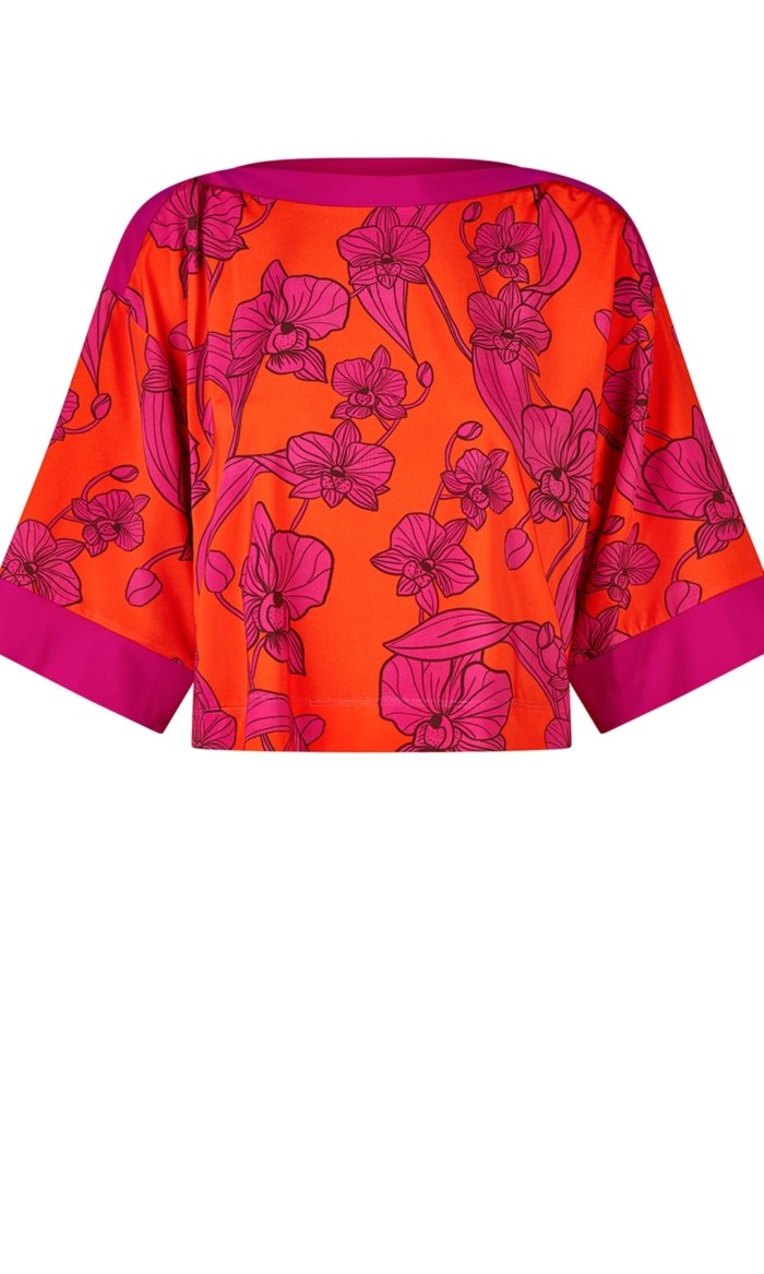 red and pink flower top