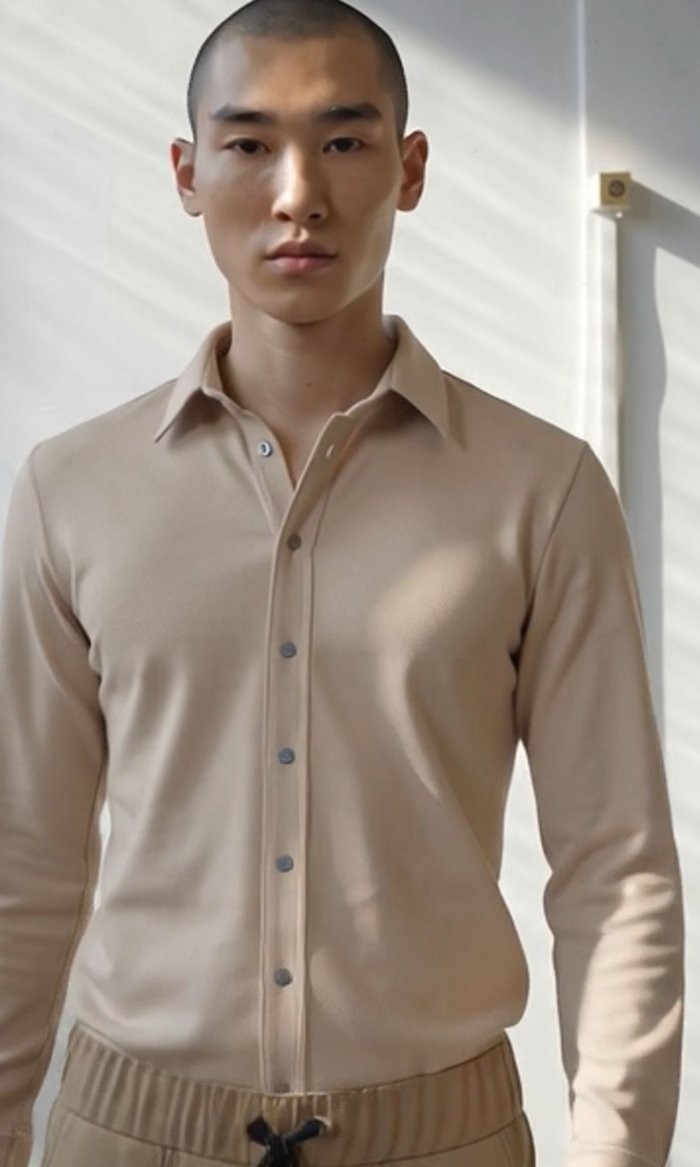 Herrenhemd Wildleder Optik - creme velour