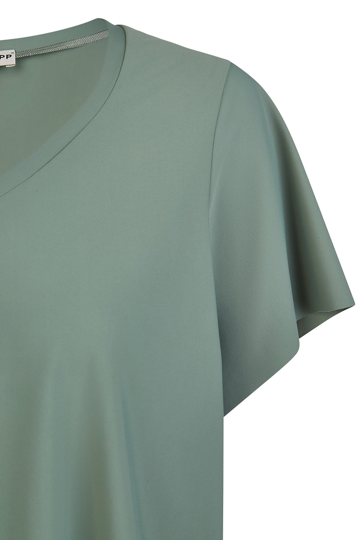 Top Sanded Salbei von Harm Jopp Jerseys — Stoffdetail, 72% Polyamid, 28% Elasthan