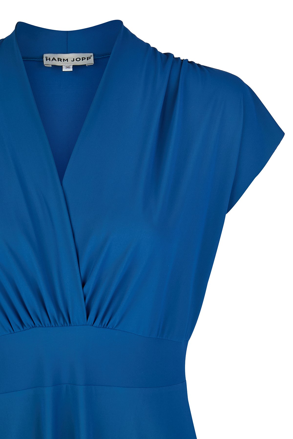 Kleid Pfauenblau von Harm Jopp Jerseys — Stoffdetail, 72% Polyamid, 28% Elasthan