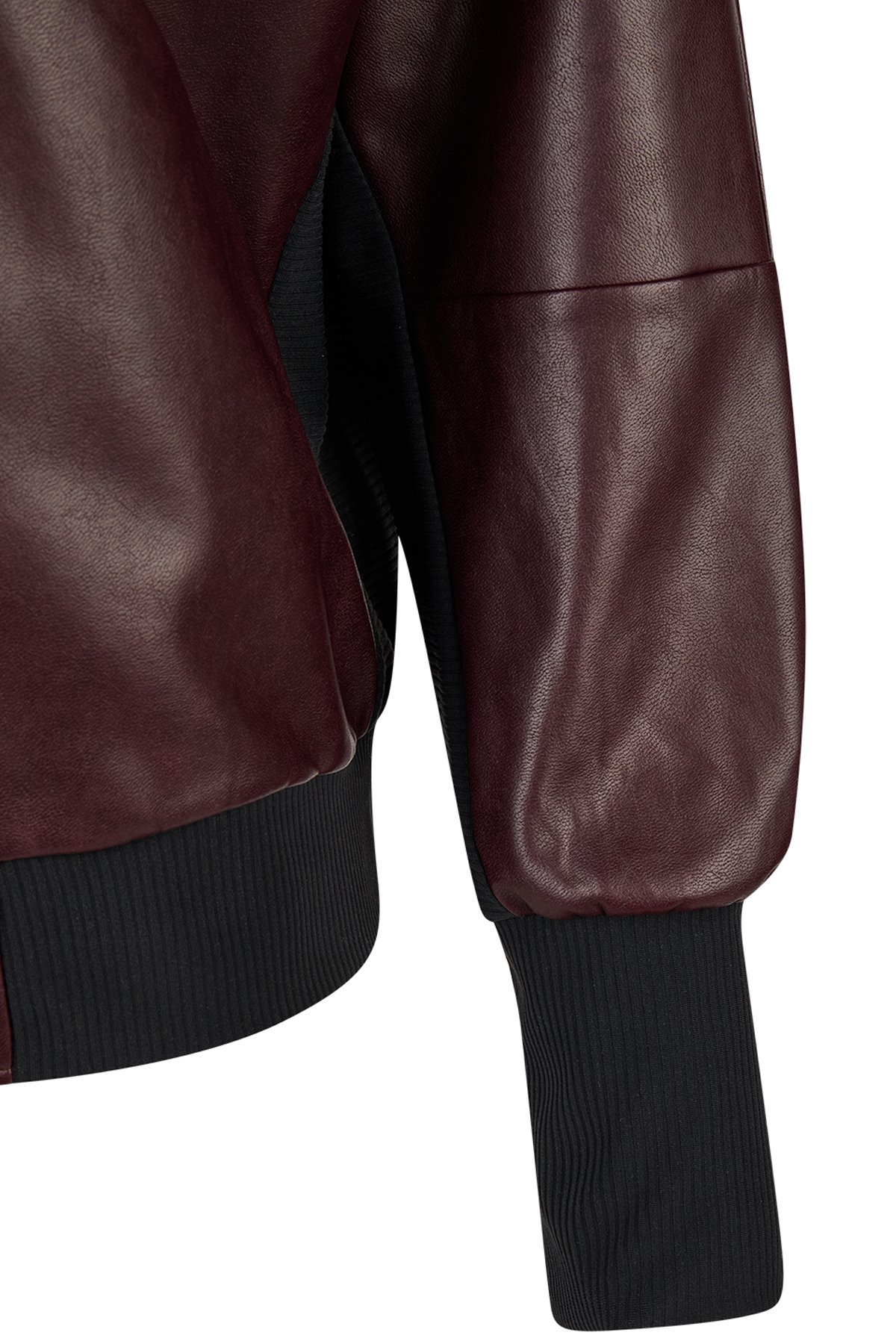 Blouson Kunstleder Weinrot von Harm Jopp Jerseys — Stoffdetail, 95% Polyester, 5% Elasthan