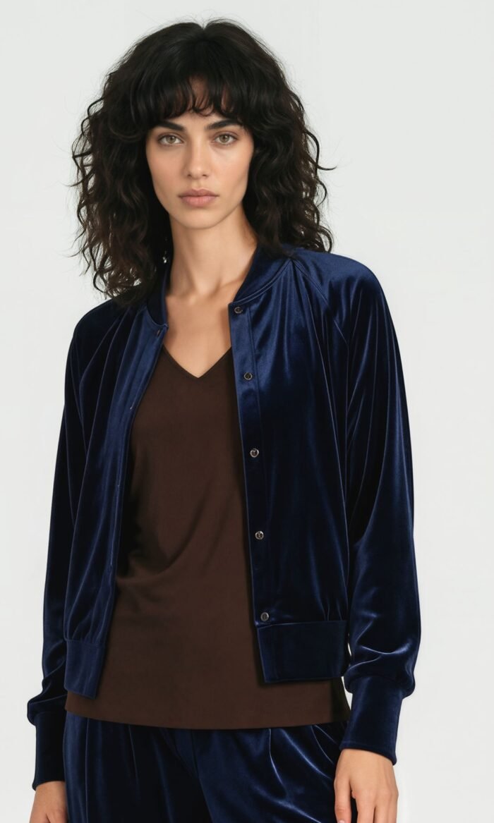 Samtjacke Blau von Harm Jopp Jerseys — am Model