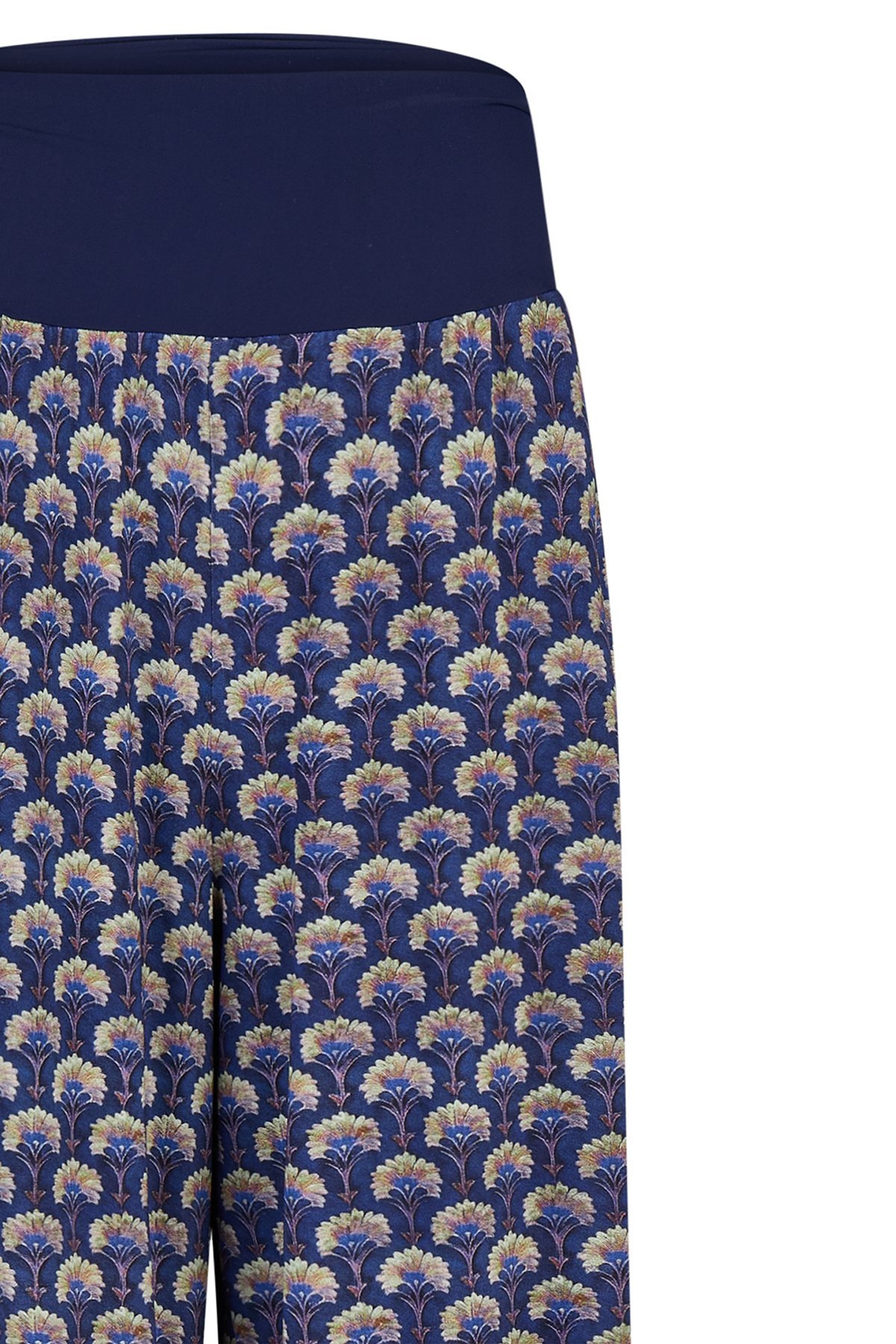 Hose Blumen Marine von Harm Jopp Jerseys — Stoffdetail, 95% Viskose, 5% Elasthan