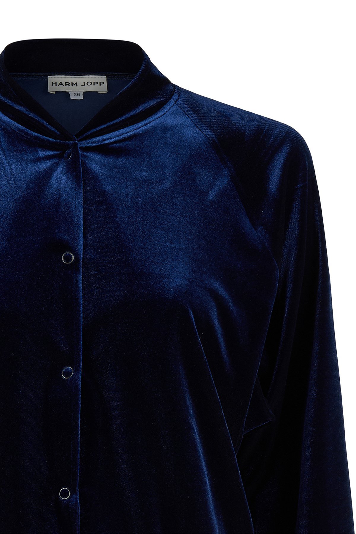 Blouson Samt Blau von Harm Jopp Jerseys — Stoffdetail, 95% Polyester, 5% Elasthan