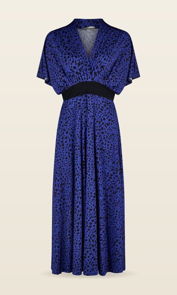 Kleider und Overalls von Harm Jopp Jerseys - Jerseykleid mit Animalprint in Blau