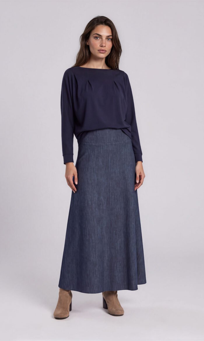 Damen Rock Lang Jeansoptik