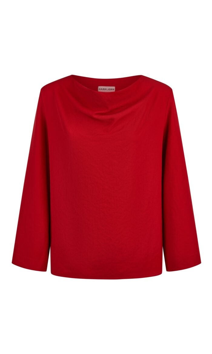 Damen Bluse Wasserfallausschnitt Rot