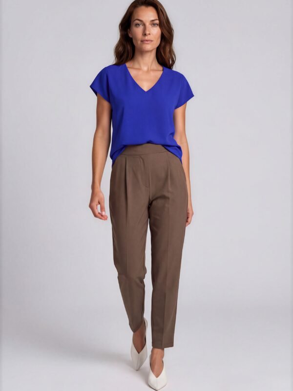 Damen Top Kappenärmel Royalblau