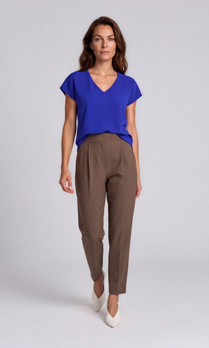 Damen Top Kappenärmel Royalblau