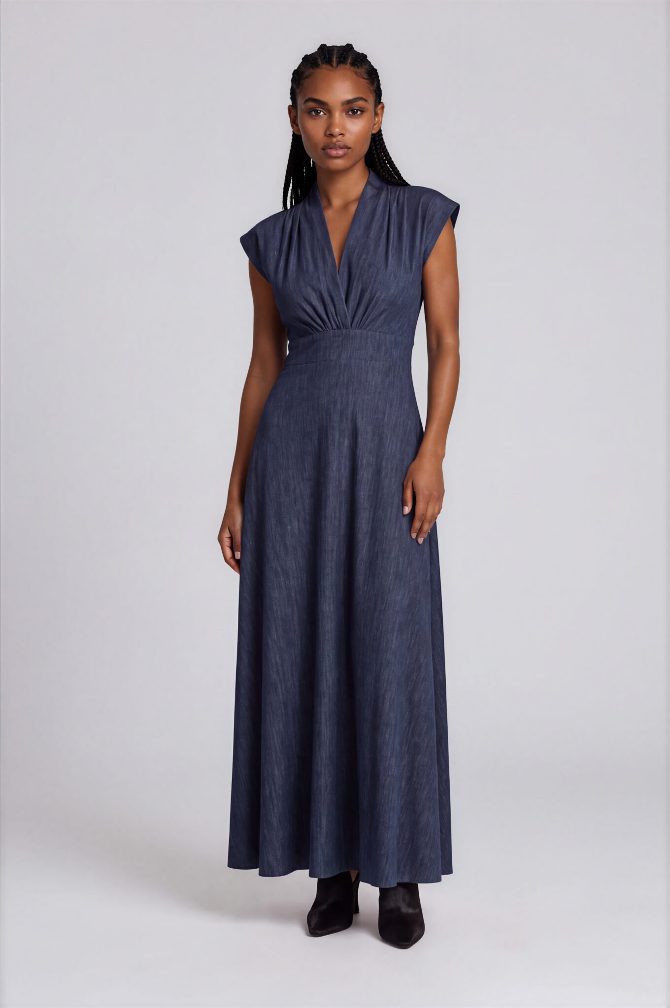 Damen Abendkleid Lang Jeansoptik – Bild 4