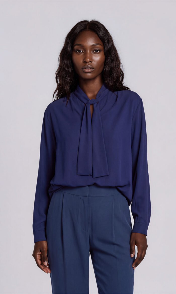 Damen Langarm-Bluse Dunkelblau
