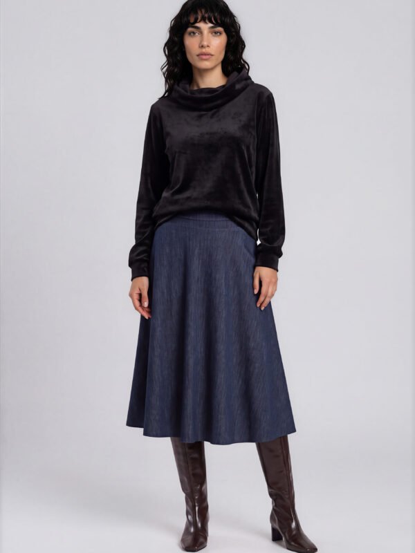 Damen Rock mit hohem Bund Jeansoptik