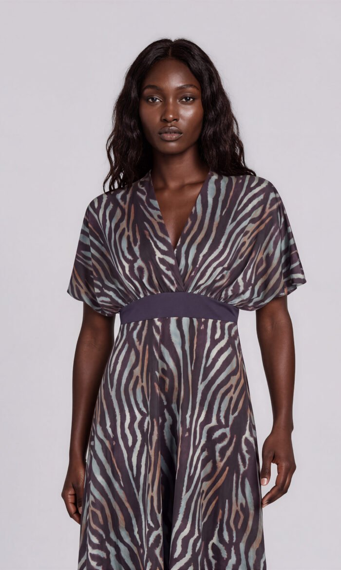 Damen Kleid Elegant Zebramuster