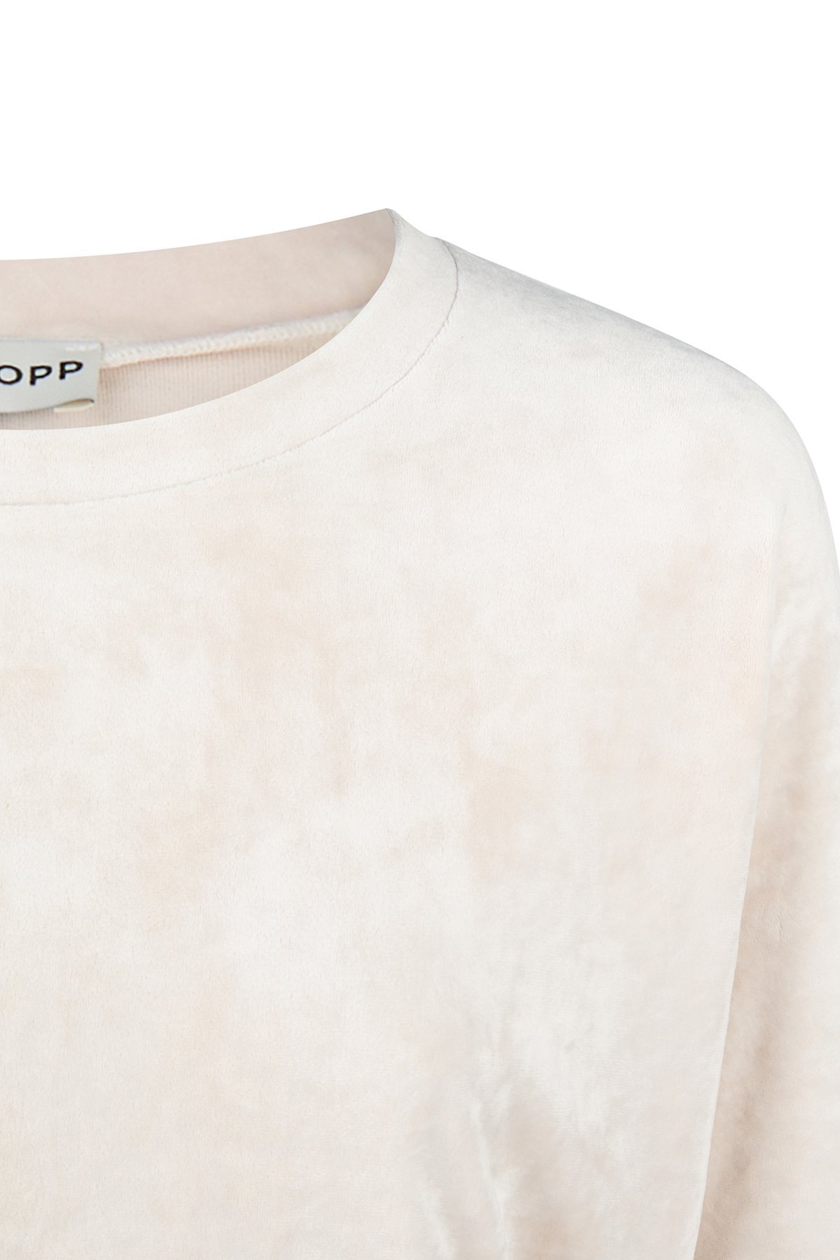 Pullover Nicki Creme von Harm Jopp Jerseys — Stoffdetail, 95% Polyester, 5% Elasthan