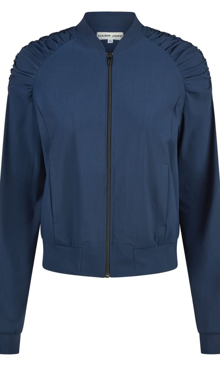 Bomberjacke mit Rüschen Graublau von Harm Jopp Jerseys — Vorderansicht
