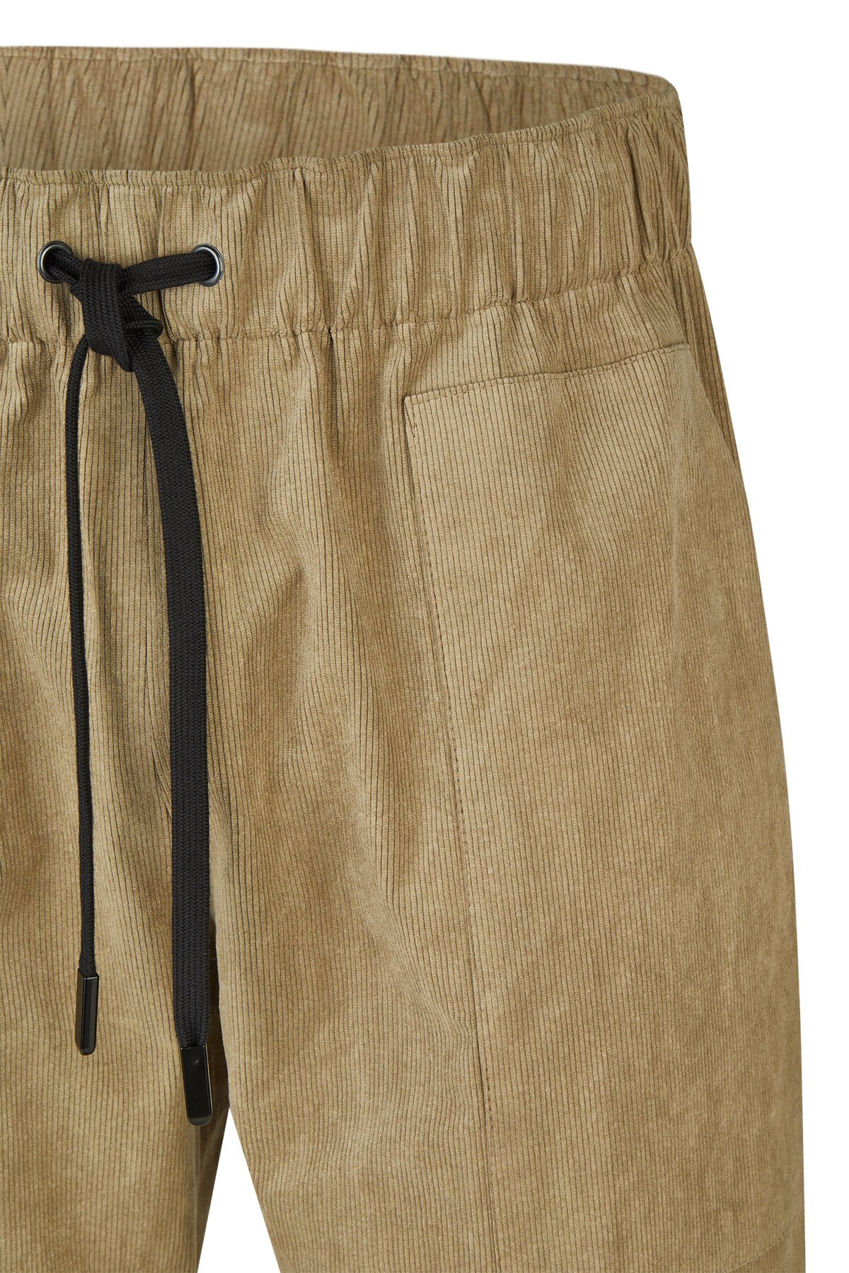 Hose Cord Beige-Oliv von Harm Jopp Jerseys — Stoffdetail, 97% Baumwolle, 3% Elasthan